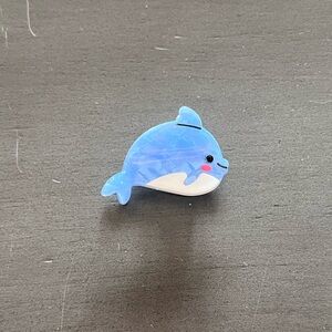 Blue Dolphin Whale Glossy Finish Beach Surfing 1.5" Mini Lobster Claw Hair Clip